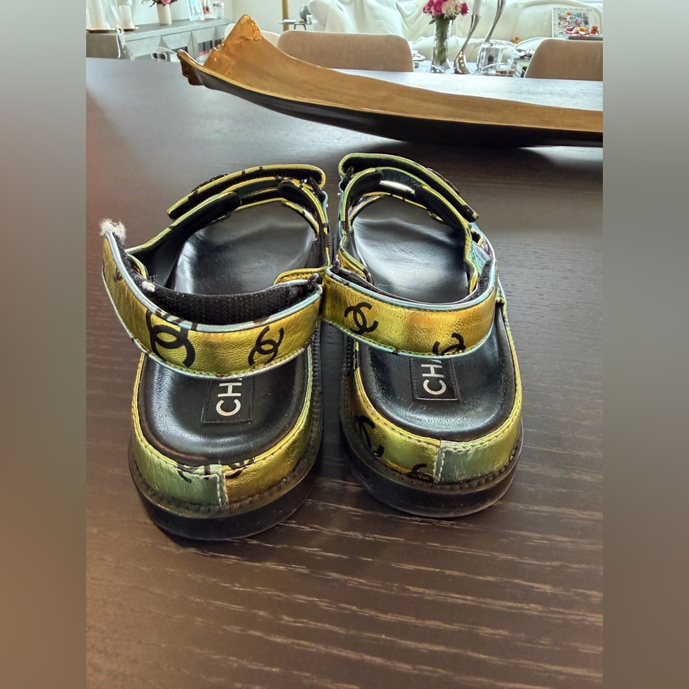 Chanel leather multi color dad sandals; worn 5x - Picture 3 of 9